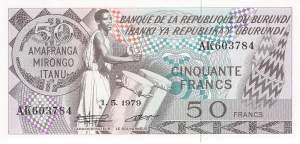 Burundi p28a 50 Francs 1979